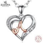 Eudora, Настоящее серебро 925 пробы, с надписью, розовое золото, сердце, кулон, ожерелье, женская мода, серебряное ювелирное изделие для дня рождения, Подарочная коробка 663