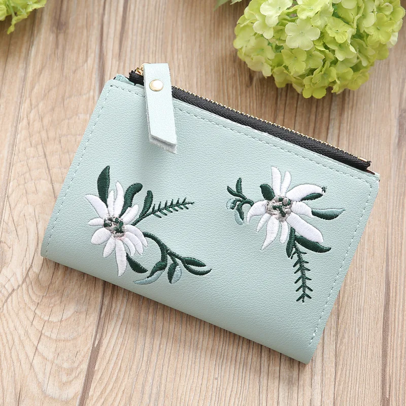 

New Women's Wallets Print Flower Short Wallet For Women Zipper Mini Coin Purse Ladies Small Wallet Female Leather Card Holder