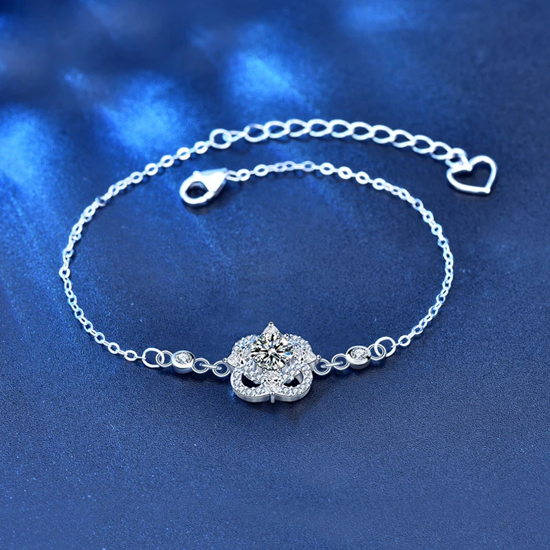 Браслет женский из серебра 100% пробы с четырьмя листьями клевера 925 карат - купить