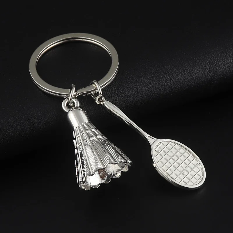 

2022 New Badminton Games Keychain Alloy Badminton Racket For Men Women Keychain Creative Simulation Arena Small Gift Souvenir
