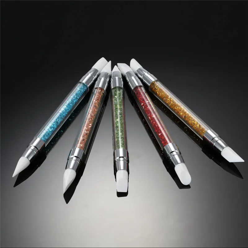 5 шт./компл. двусторонняя силиконовая ручка для маникюра с двумя головками 3d