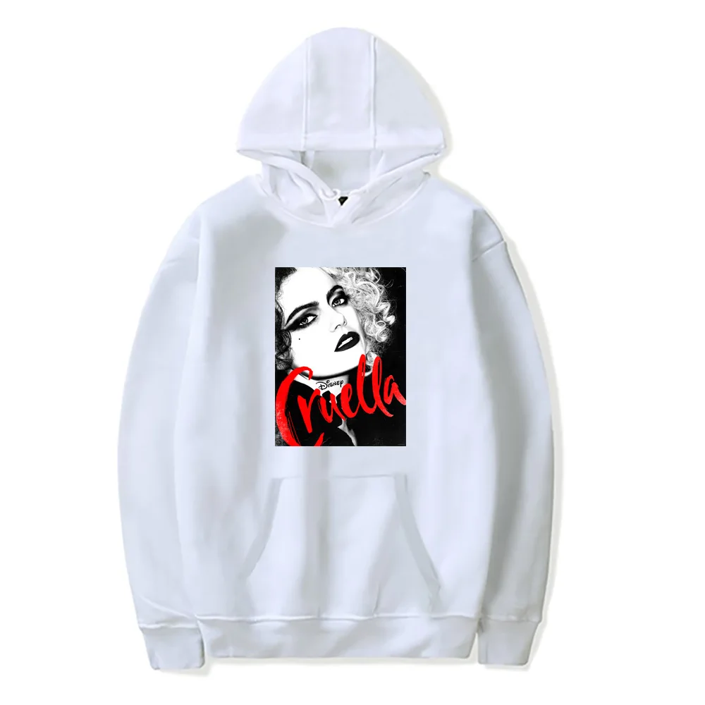Fashion Cruella Print Hoodie Long Sleeve Hooded Casual Street Sweatshirt