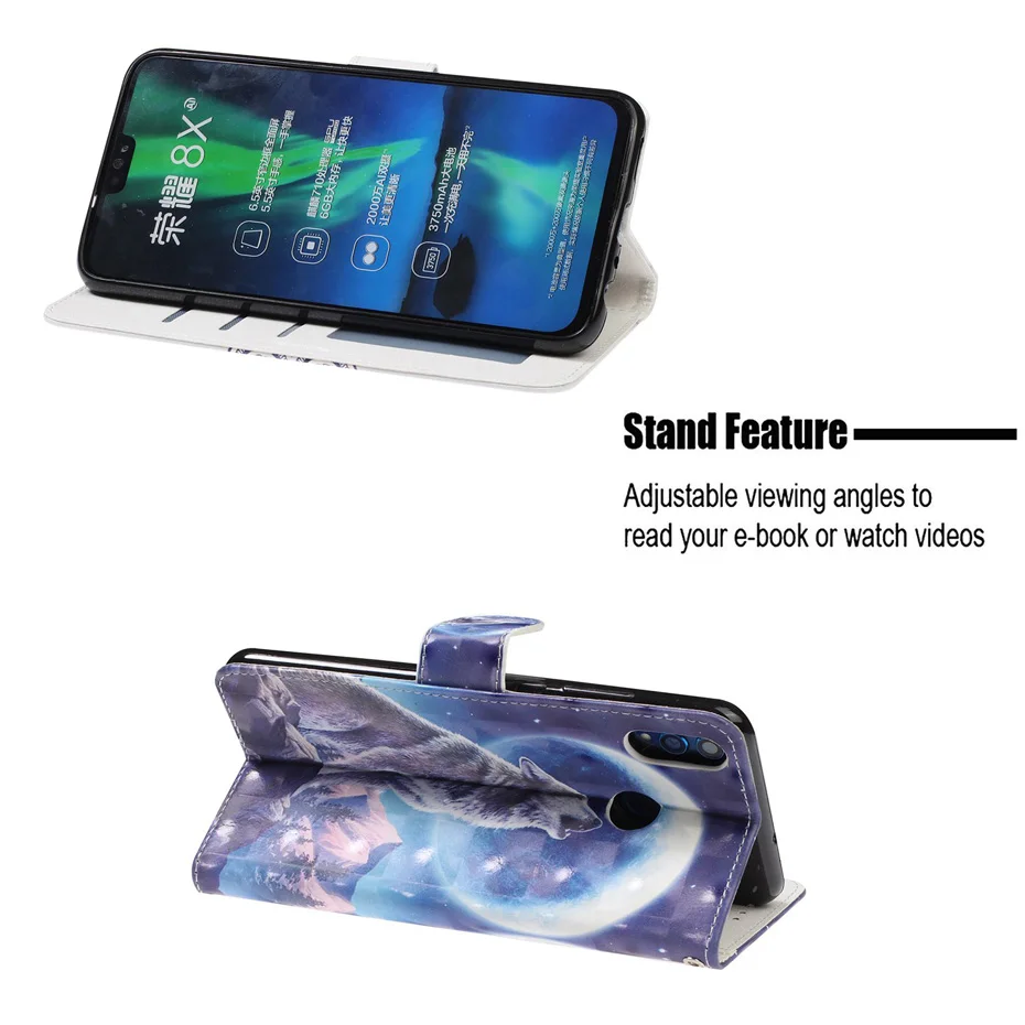 3D мягкий чехол-бумажник из ТПУ для huawei Honor 20 pro 10 lite, откидной Чехол для мобильного телефона s на Honor 10i 8A 8S 8X 7A PRO 7S 7C, кожаный чехол-книжка