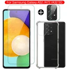 3in1 стекла чехол для Samsung Галактики a52 5g Защитное стекло для a72 a32 a42 a12 a02 a02s Soft Shell противоударный чехол Coque