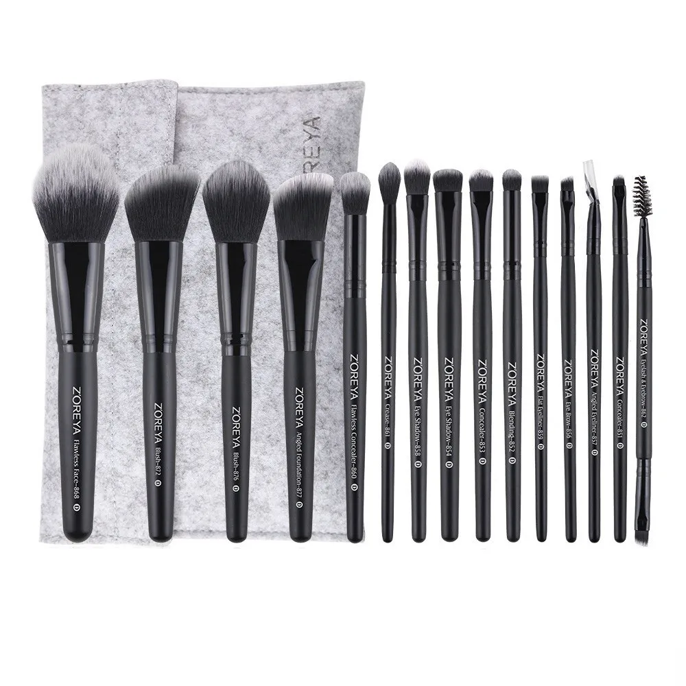 15 подарочных кистей для макияжа Набор инструментов черный искусственный шелк