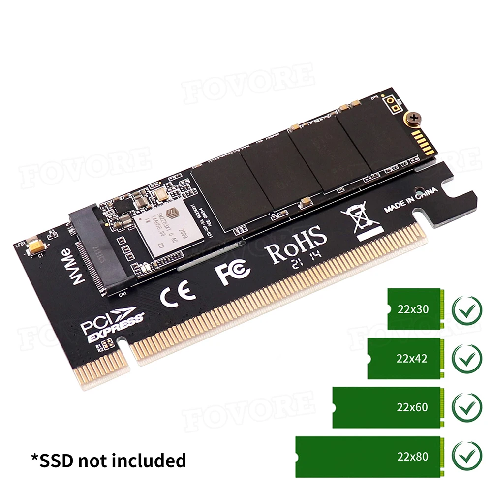 адаптер m2 m key nvme ssd pcie m 2 2230 2242 2260 2280 pci e 30 поддержк