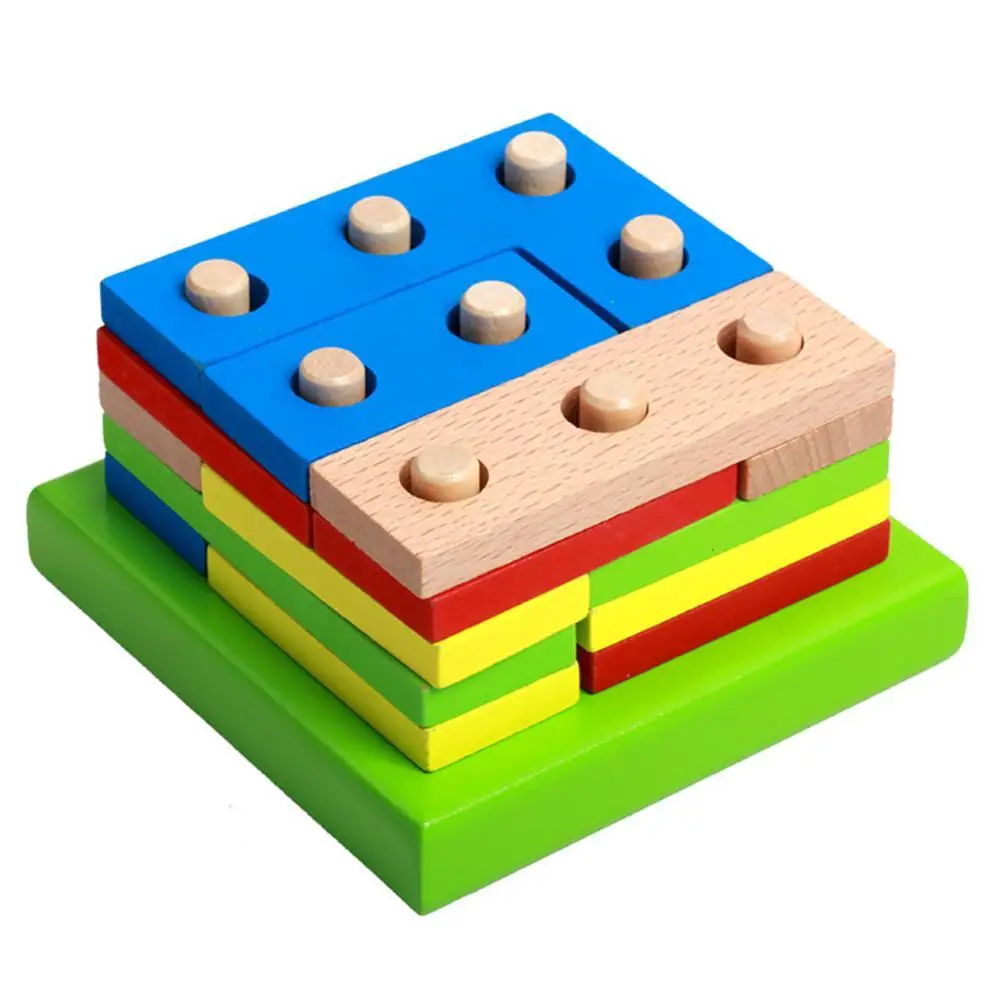 

Colorful Wooden Sorting Puzzles Board Geometric Shape Stacker Kid Toddler Early Education Cognition