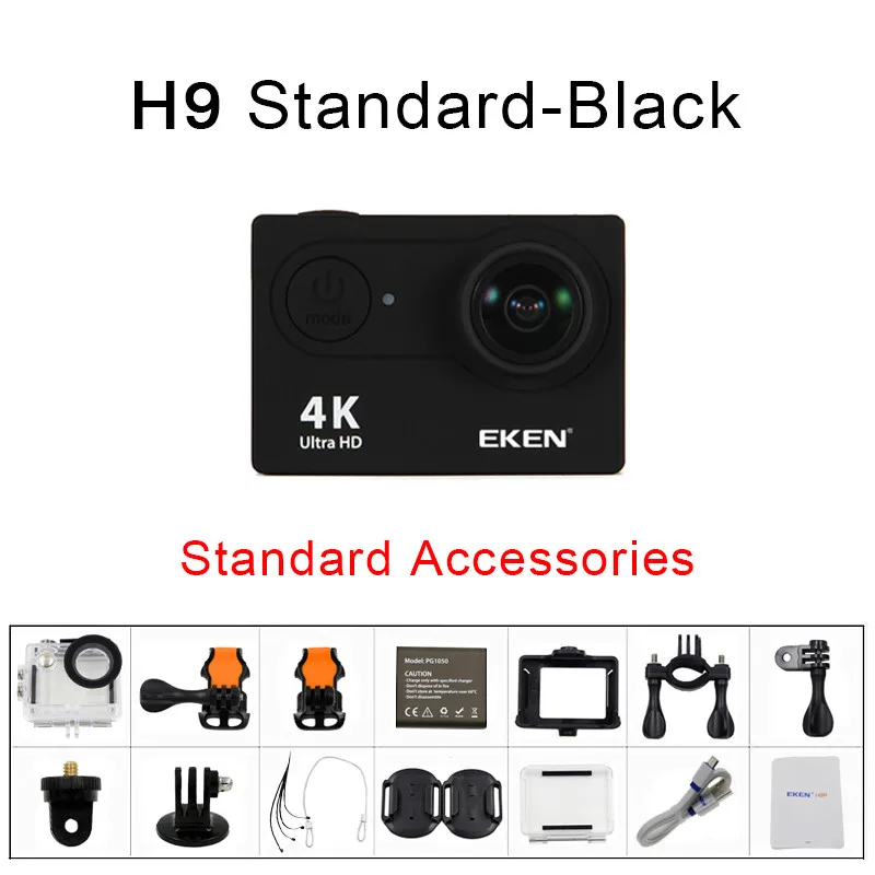Экшн-камера eken H9 H9R wifi Ultra HD Mini Cam 4 K/30FPS 1080 p/60fps 720 P/120FPS Подводная Водонепроницаемая спортивная видеокамера - Цвет: H9 Black