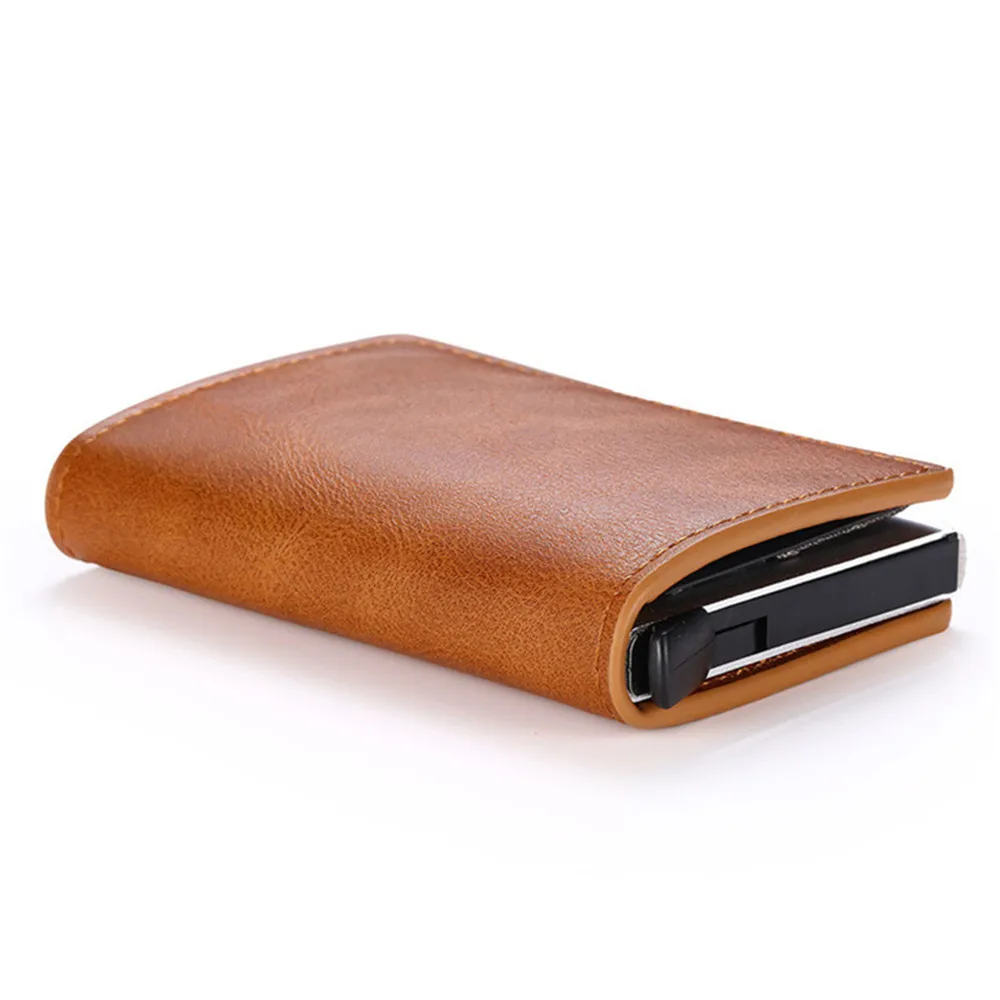 2021 credit card holder wallet men women rfid aluminium bank cardholder case vintage leather wallet with money clips free global shipping