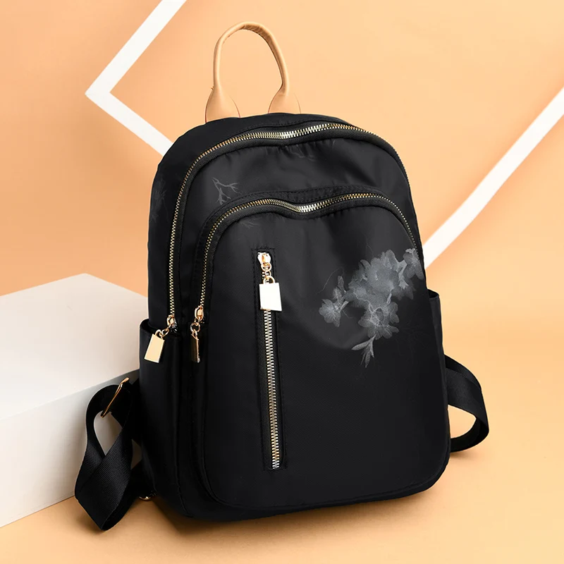 

trend black Simple pattern Backpack for women's High-quality Oxford Bookbag casual ladies multifunctional travel rucksack bulsos