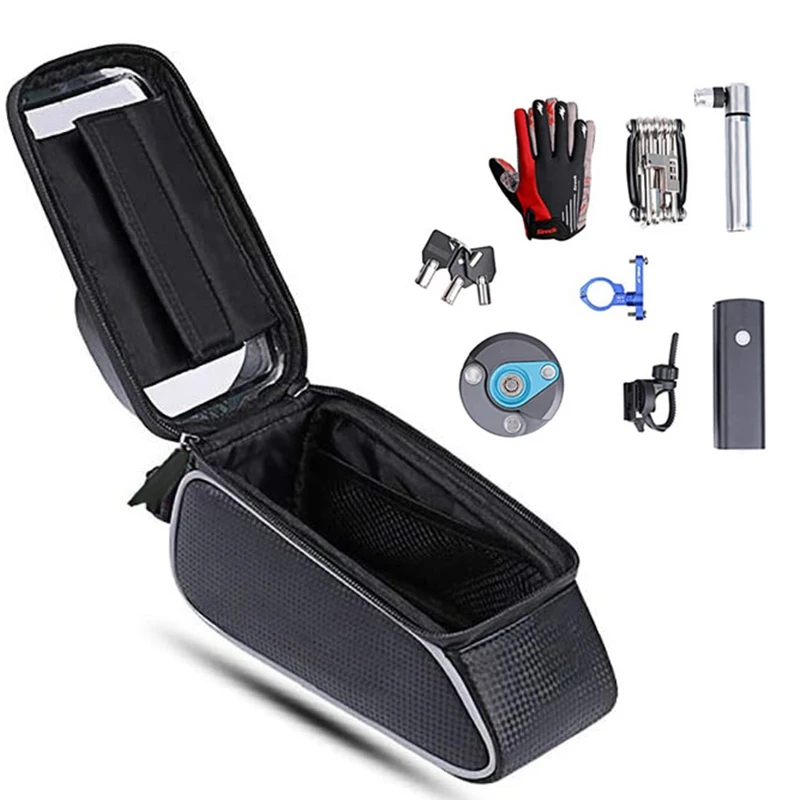 

Rainproof Bicycle Bag Frame Front Top Tube Cycling Bag 6.5in Phone Case Contactscreen Bag MTB Bike Accessories