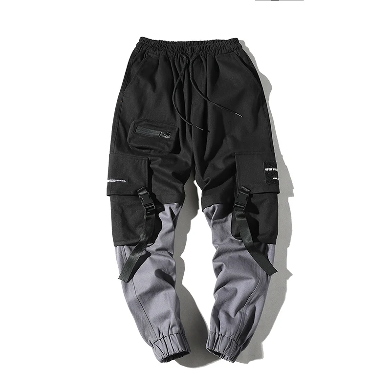 Хип-хоп Джоггеры мужские корейский стиль уличная одежда techwear брюки мужские modis повседневные брюки карго модные Сращенные черные брюки kpop - Цвет: black