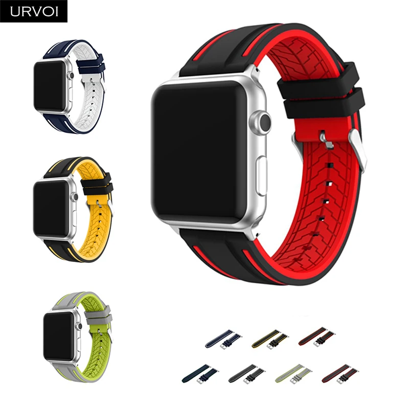 Ремешок URVOI для apple watch 7 6 SE 5 4 3 спортивный мягкий силиконовый сменный Браслет iWatch +