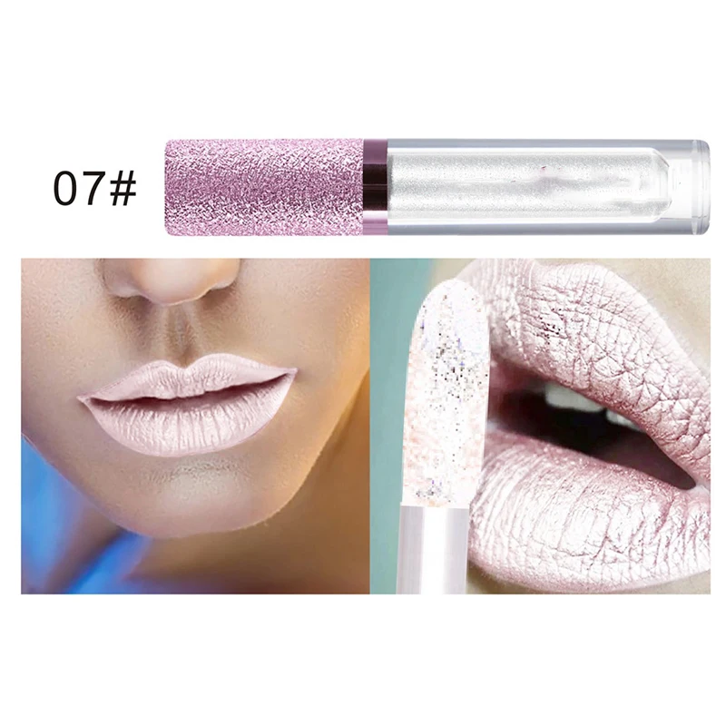 Алмазный металлический блеск для губ Макияж без чашки Русалка губы Глянцевая