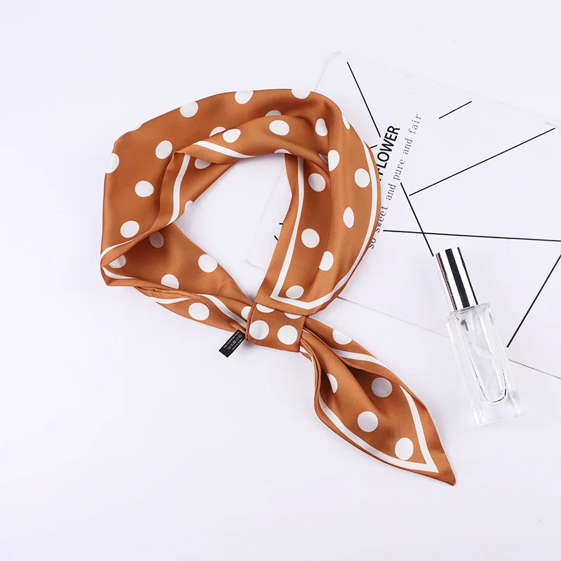 Шарф Шелковый женский двусторонний в горошек винтажный красный 2020 - купить по