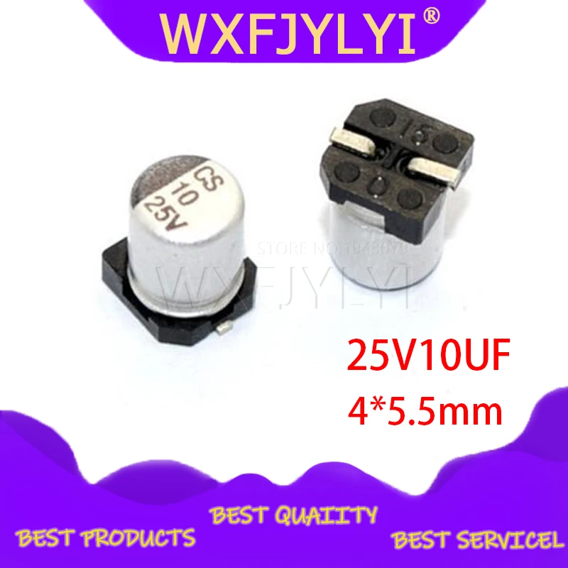 

10PCS Electrolytic capacitor 25V10UF 4*5.5mm SMD aluminum electrolytic capacitor 10uf 25v