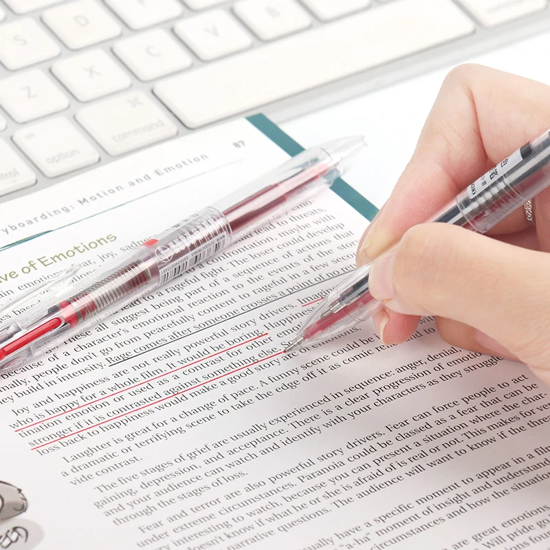 

2 In 1 Double Color Gel Pens Retractable Large Capacity Ink Black Blue Needle Tip 0.5mm Pen Stationery School Office Supplies