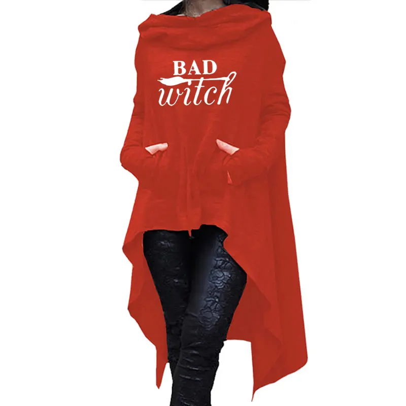 Женские Длинные асимметричные толстовки с капюшоном bad witch Милый хлопковый