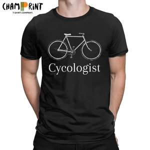 Funny Cycologist Mountain Bike T-Shirts Men Round Collar Pure Cotton T Shirts Short Sleeve Tee Shirt Plus Size Tops