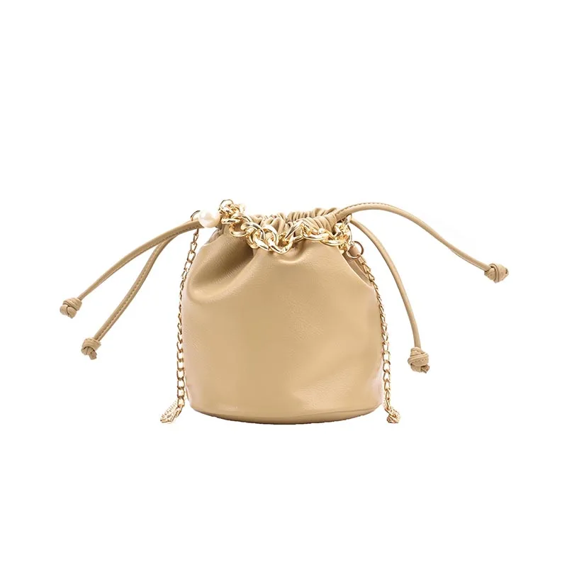 

Pearl Bucket Bags 2021 Spring/Summer New Metal Chain Design Tote Bag Fashion Trend Ladies Bags Small and Cute