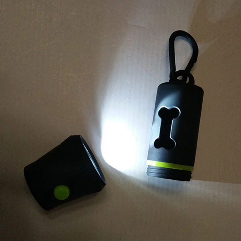 

Dog Poop Bag Dispenser with LED Flashlight Cleaning Waste Garbage Box Carrier 72XF