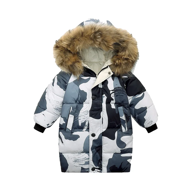 

Russian Winter Children Parka Toddler Boy Camouflage Fur Hooded Coat Baby Girls Cotton Down Jacket Kids Teenage Clothes Overcoat