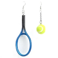 new fashion colorful sport tennis racket drop earrings funny plastic tennis ball dangle earrings punk sport party jewelry gifts