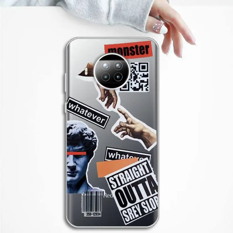 

Retro stitching sticker style fashion Phone Case Transparent Clear for Xiaomi Redmi note 10 t 8 9 pro lite 11