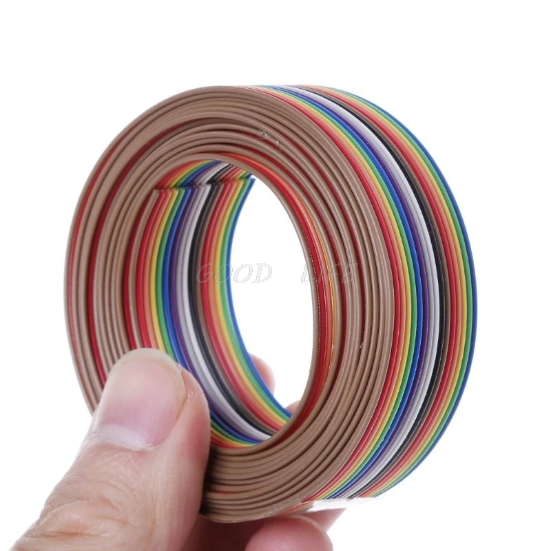 

2m 16Pin Flat IDC Ribbon Extension Cable Rainbow DuPont Wire With 1.27mm Line Pitch Connect Wires