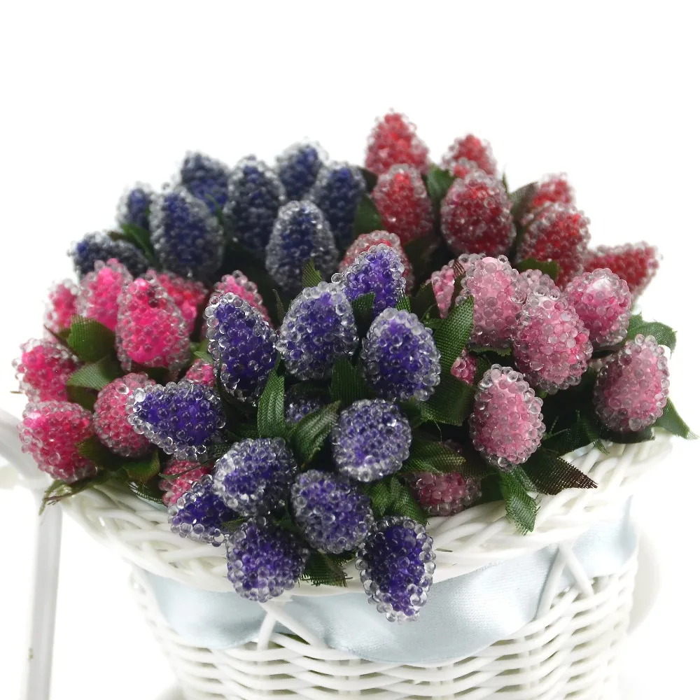 

12pcs Small Berries Artificial Flower Red Cherry Stamen Pearlized Wedding Fake Fruit Strawberry Glass Pomegranate Decoration