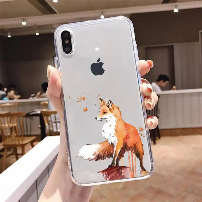 

fox cartoon funny cute animal Anti-fall luxury Phone Case cover Transparent for iPhone 6 7 8 11 12 s mini pro X XS XR MAX Plus