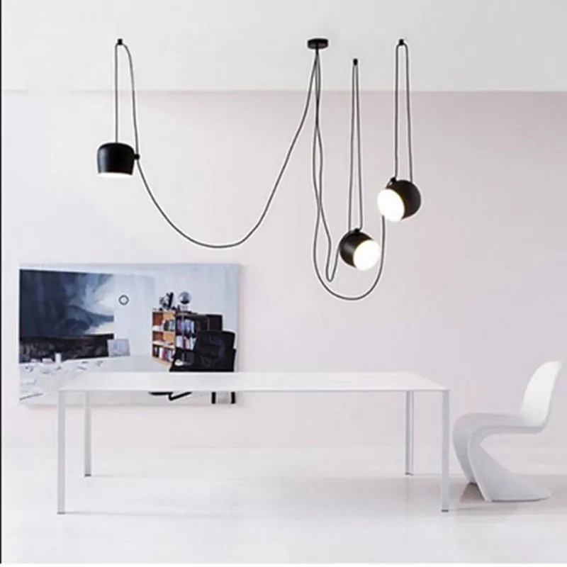Black/White Shade Modern Creative Pendant Lamp Fashion Nordic Dining Table Hanging Light Fixture DIY Luminaire office lighting | Лампы и