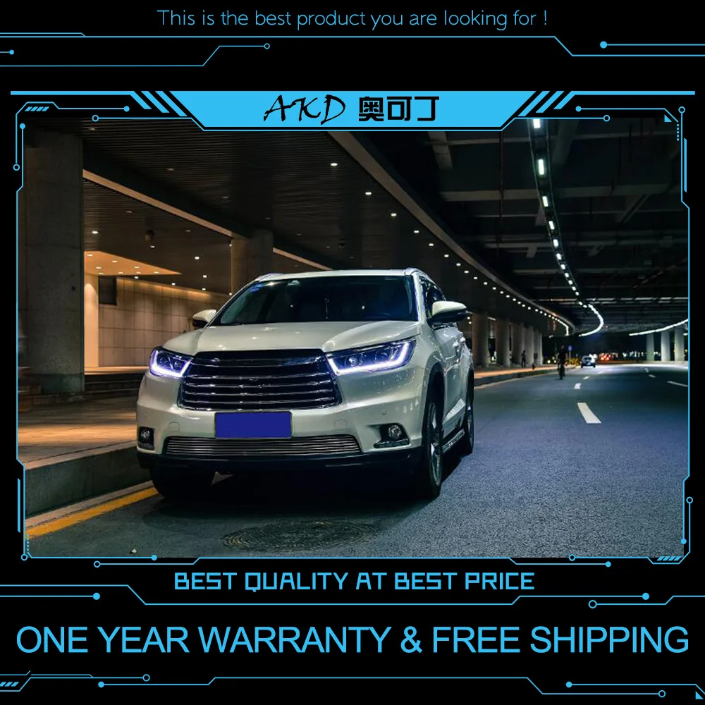 AKD тюнинг автомобильных фар для Toyota Highlander 2015 светодиодные фары DRL ходовые огни