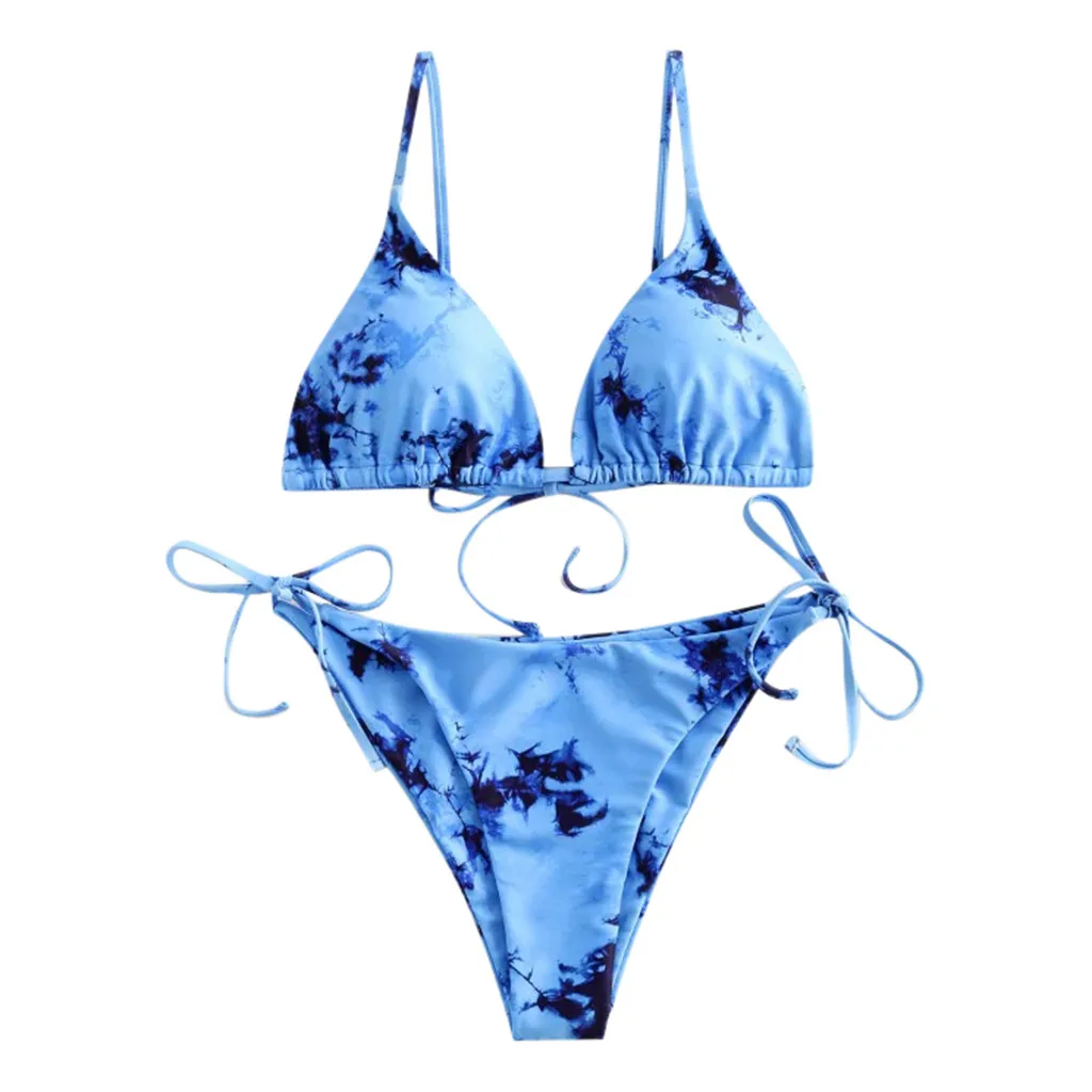 Women Push Up Gradient Print Two Pieces Bikini Set Swimwear Tie-dye Printing Split Swimsuit Cover Beachwear Hot Selling | Женская одежда