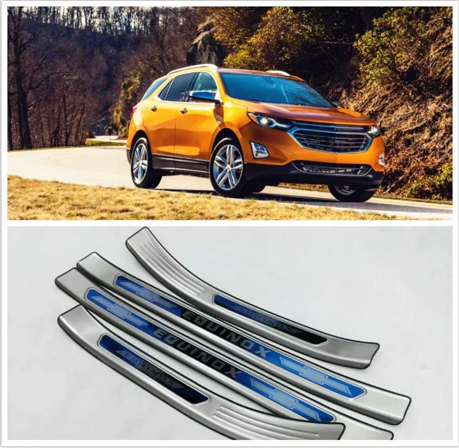 

Аксессуары для Chevrolet Equinox 2018-2019 стальная наружная дверная крышка Накладка на порог Защитная Накладка на порог отделка 4 шт.