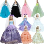 Вечернее платье принцессы, элегантная многослойная юбка, вечерняя одежда, шляпа, вуаль, длинное свадебное платье для кукол Барби, аксессуары, много стилей
