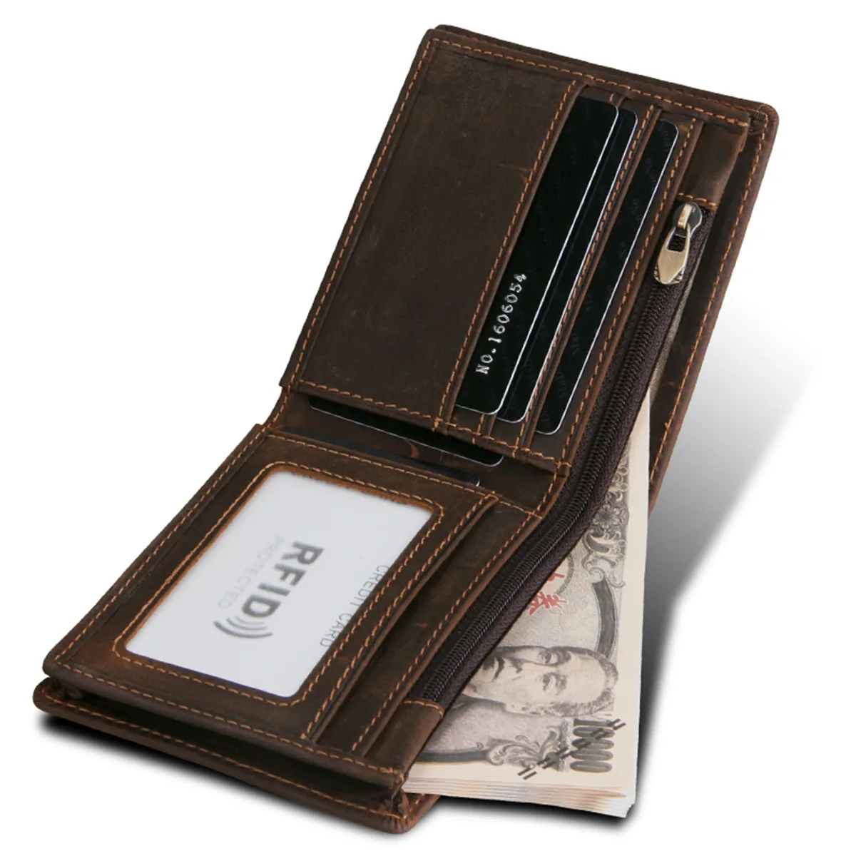 

Vintage Men Wallets Genuine Leather Short Design Zipper Pocket Wallet Card Holder Purse