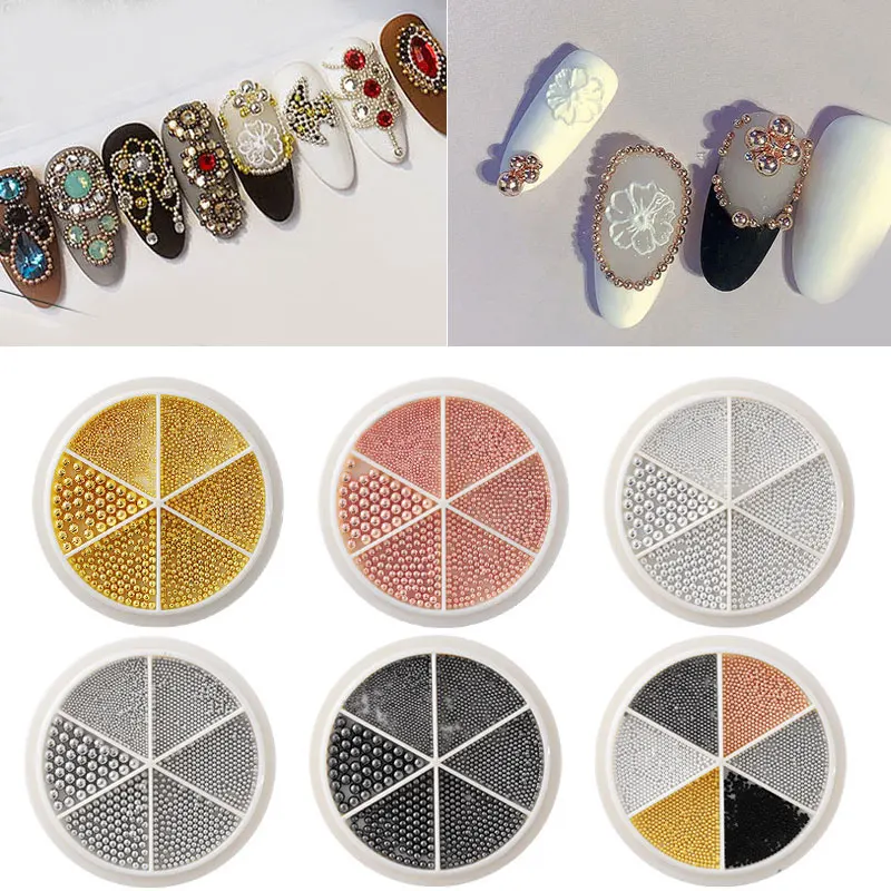 Маленькие бусины из нержавеющей стали для дизайна ногтей украшения