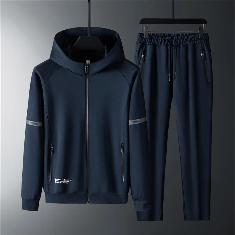 New Man Casual Korean Sports Suit Men'S Autumn And Winter Loose Large Size 8Xl 120KG Plush Thickened Hooded Warm Two-Piece Set | Мужская