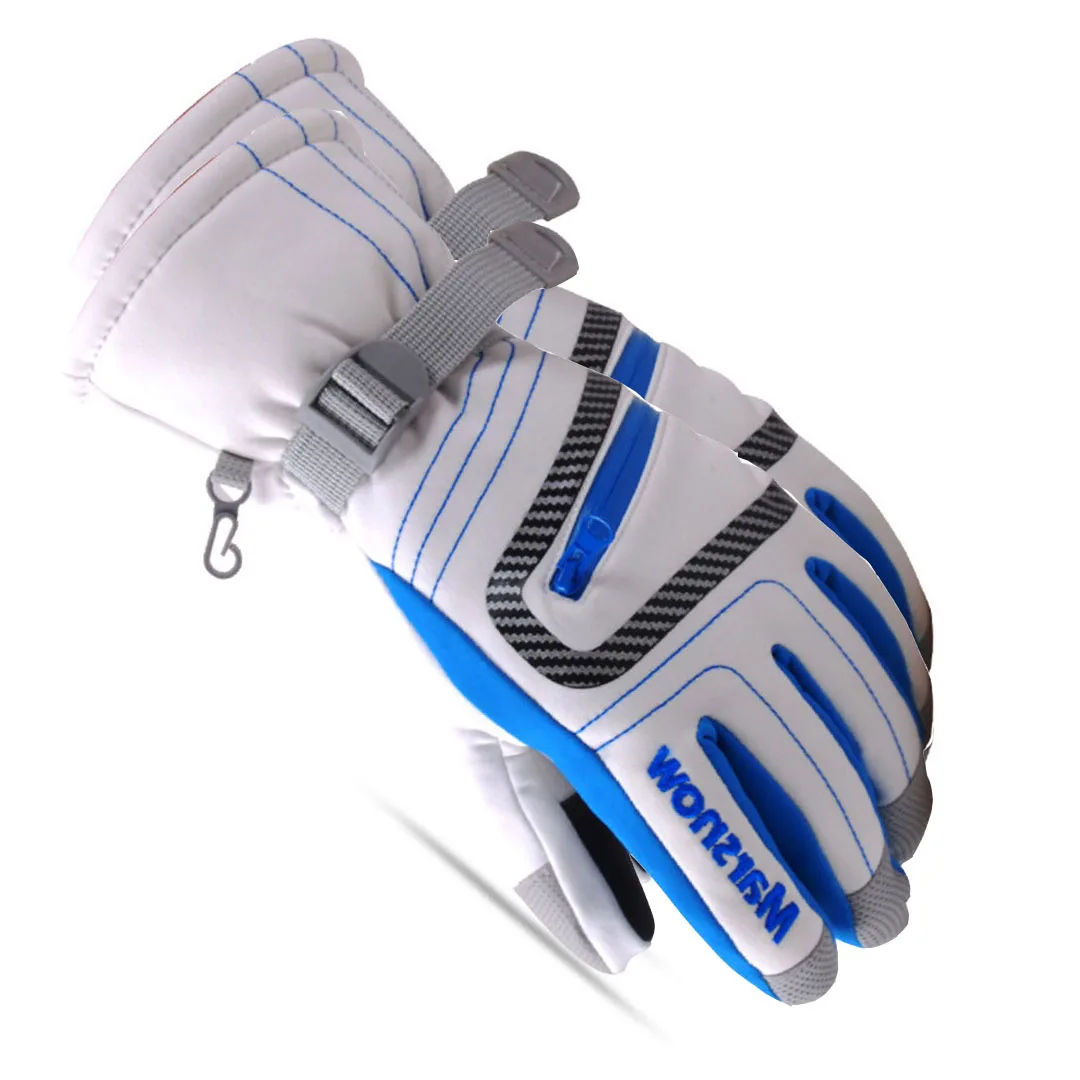 White Windproof Waterproof Ski Gloves Warm Snowboard Gloves Non-slip Motorcycle Riding Winter Gloves Unisex Snow Gloves for Men Women - Цвет: White