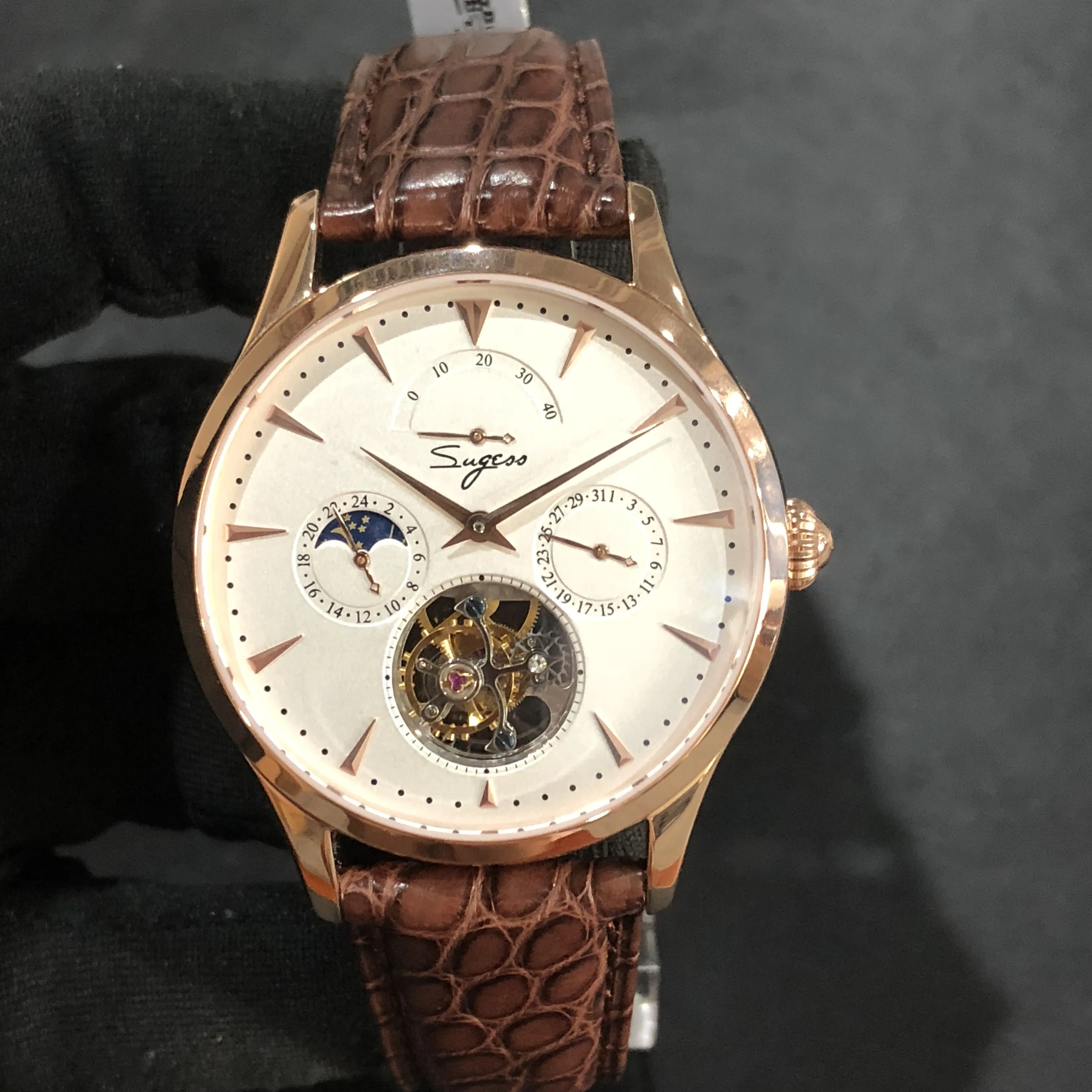 

Sugess Tourbillon Mechanical Movement Watch Men Moon Phase Power Reserve Luxury Sapphire Skeleton Tourbillon Watches Mens 2020