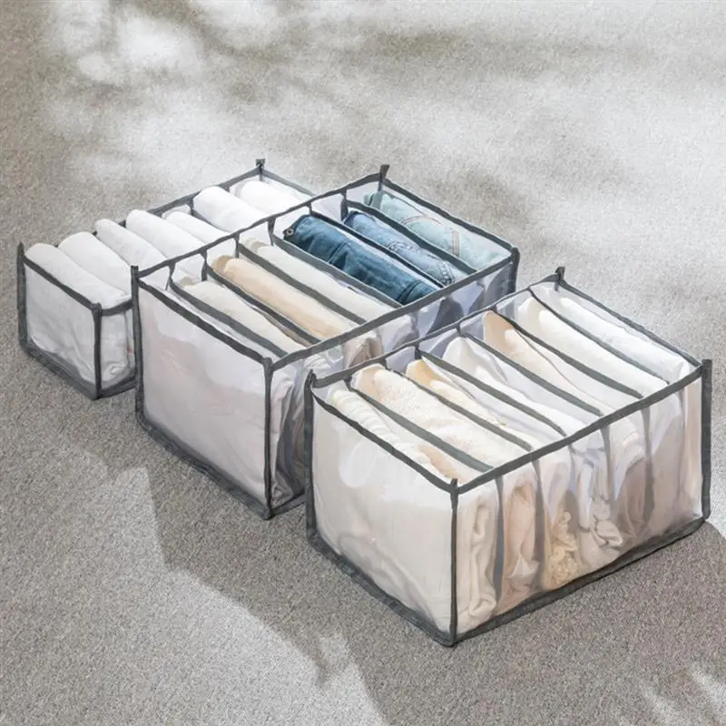 

Clothes Compartment Storage Box Closet Jeans Drawer Mesh Separation Box Stacking Pants Drawer Divider Can Washed Home Organizer