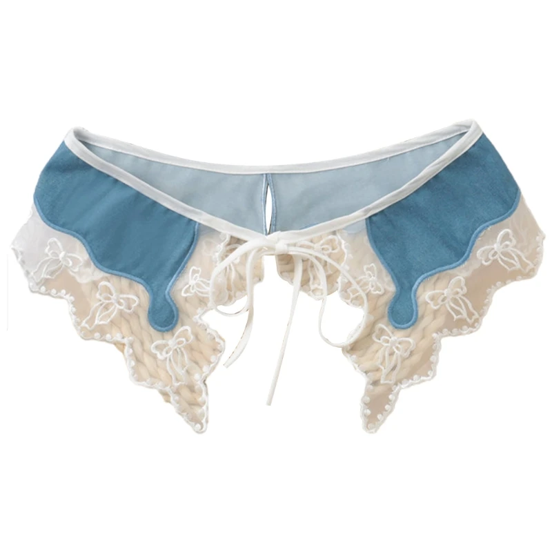 

Lace Fake Collar Shawl Detachable Lace Up False Collars Sweet Sweater Decoration
