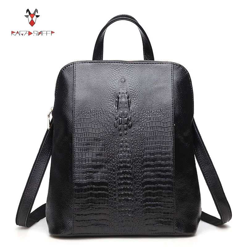 Raged Sheep Women Genuine Leather Backpack 3D Crocodile BackPack Daily Bags For Girls College Female Fashion Shoulder Bags|backpack 3d|genuine