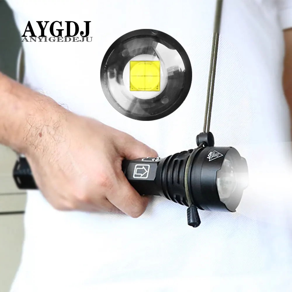 Светодиодный фонарик XHP90 6000 люмен самый мощный перезаряжаемый USB фонарь ручная