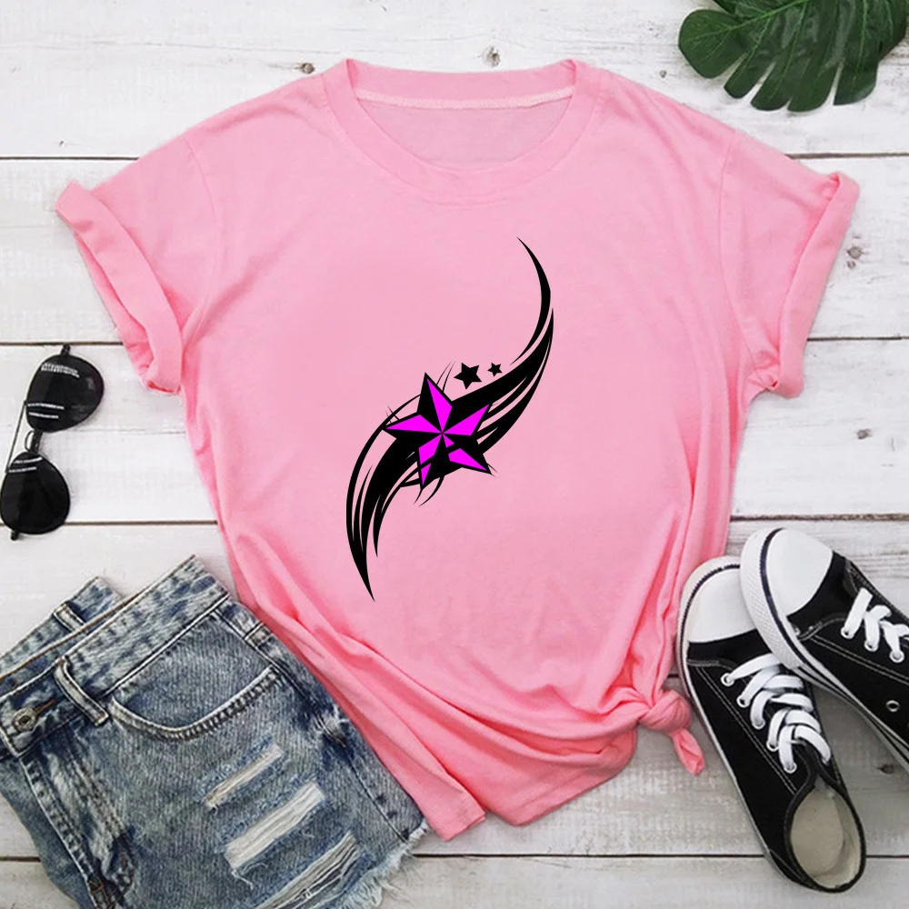 

Five-Pointed Star Harajuku T Shirt Women Short Sleeve O Neck Loose Tshirt 2021 Summer Tee Tops Short Sleeve Female TX8611