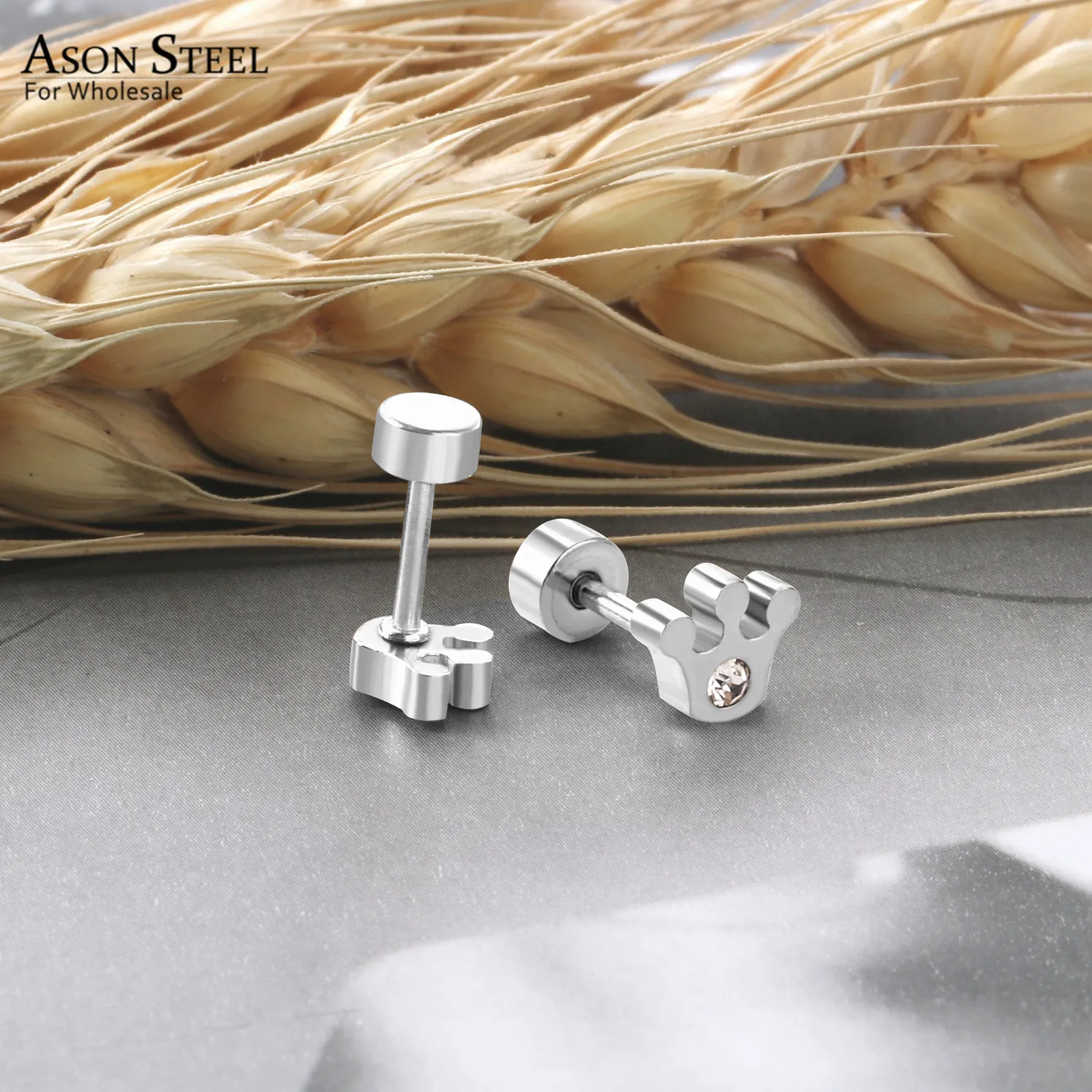 Женские серьги в виде короны ASONSTEEL элегантные серьги-гвоздики из нержавеющей