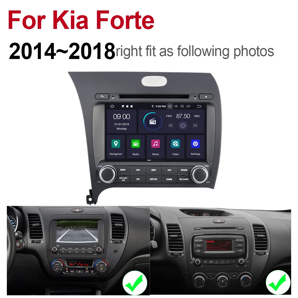 2 Din Автомобильный мультимедийный плеер Android 9 авто радио для Kia Forte 2014 ~ 2018 DVD GPS 8