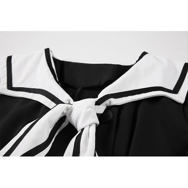 Женское двубортное платье в японском стиле Повседневное с матросским воротником