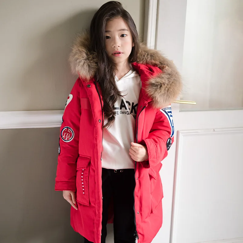 Модная детская зимняя куртка теплая водонепроницаемая верхняя одежда с меховым